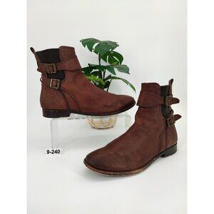 Frye Women's Anna Gore Buffalo Brown Leather Ankle Booties Size 9.5M US